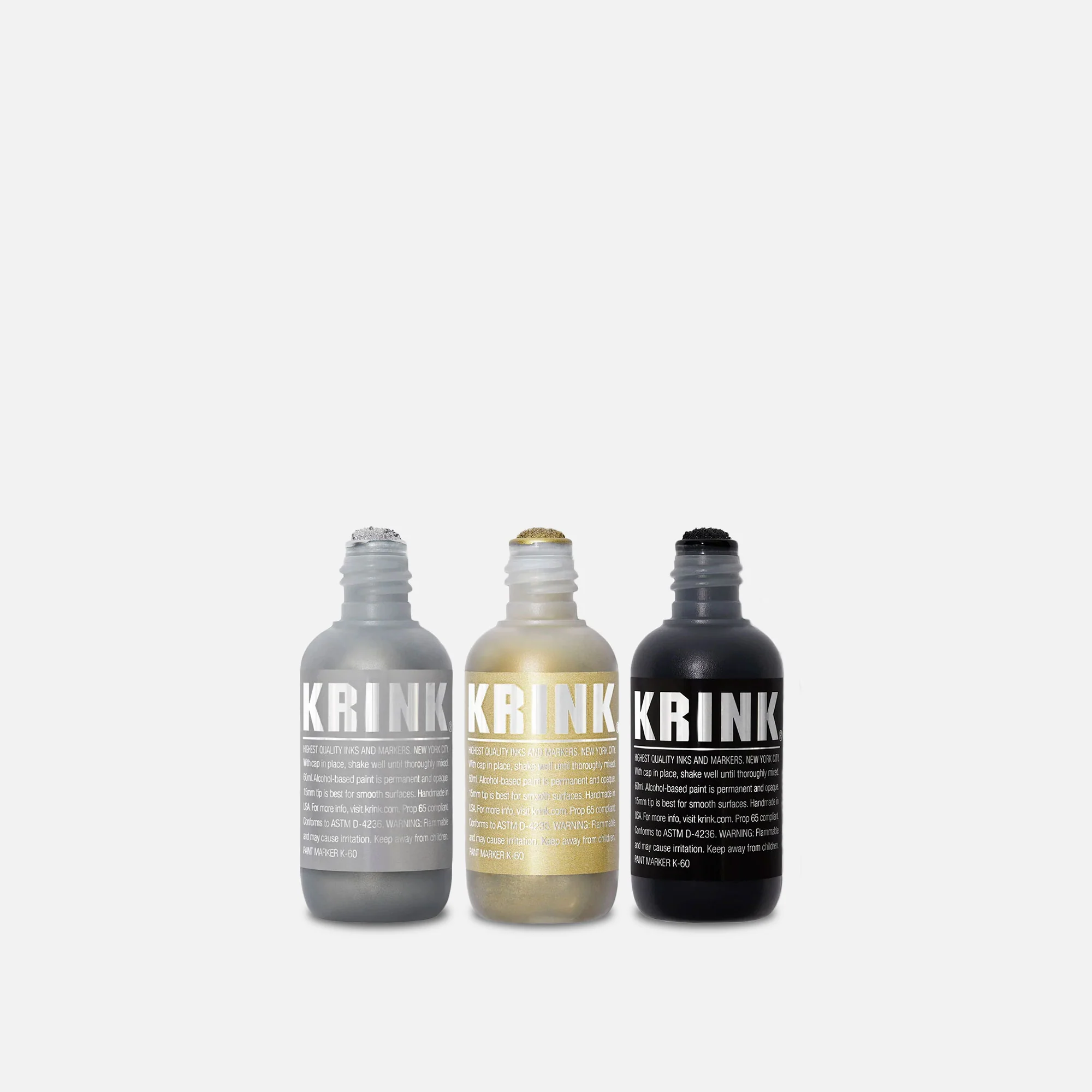 Krink K-60 Box of Black/Silver/Gold Paint Markers