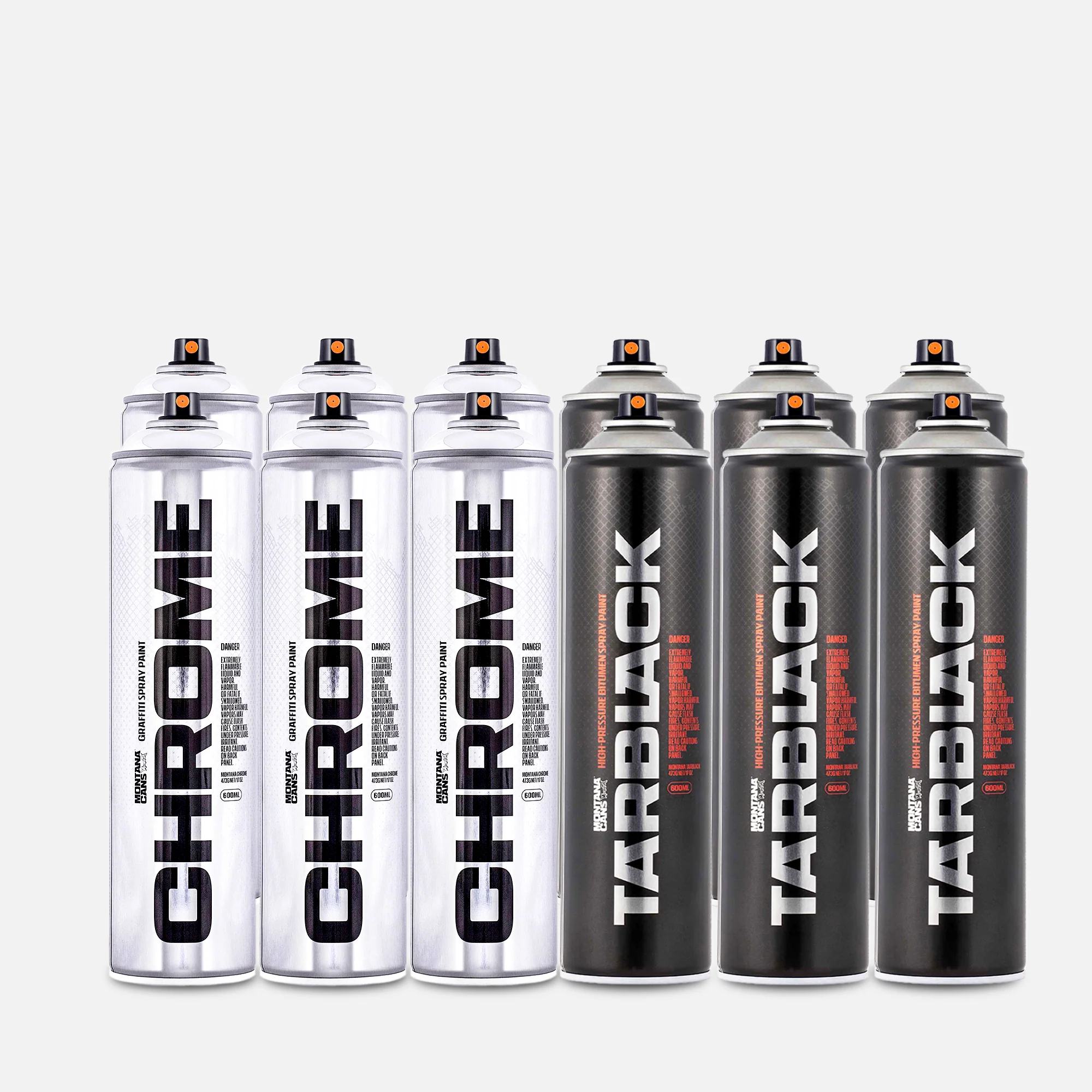 Montana 600ML Tarblack & Chrome 600ML 12 Can Pack