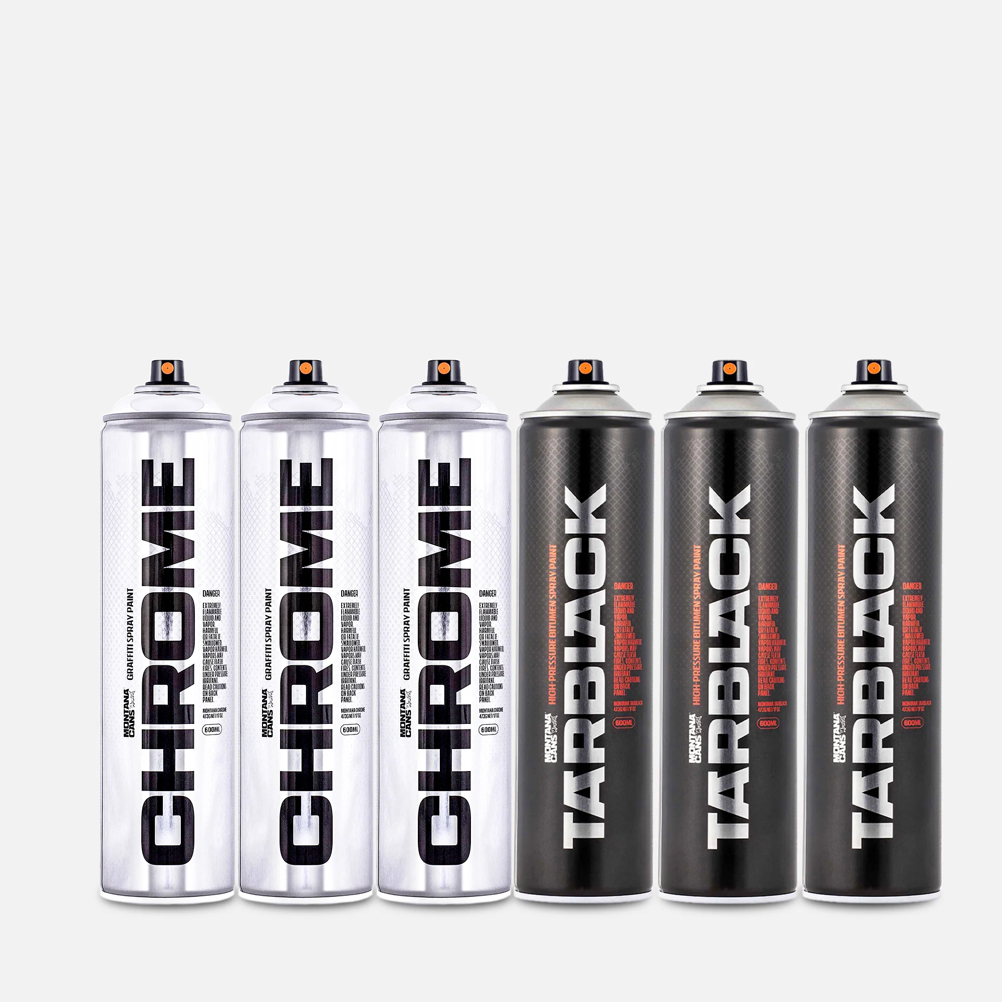 Montana 600ML Tarblack & Chrome 600ML 6 Can Pack