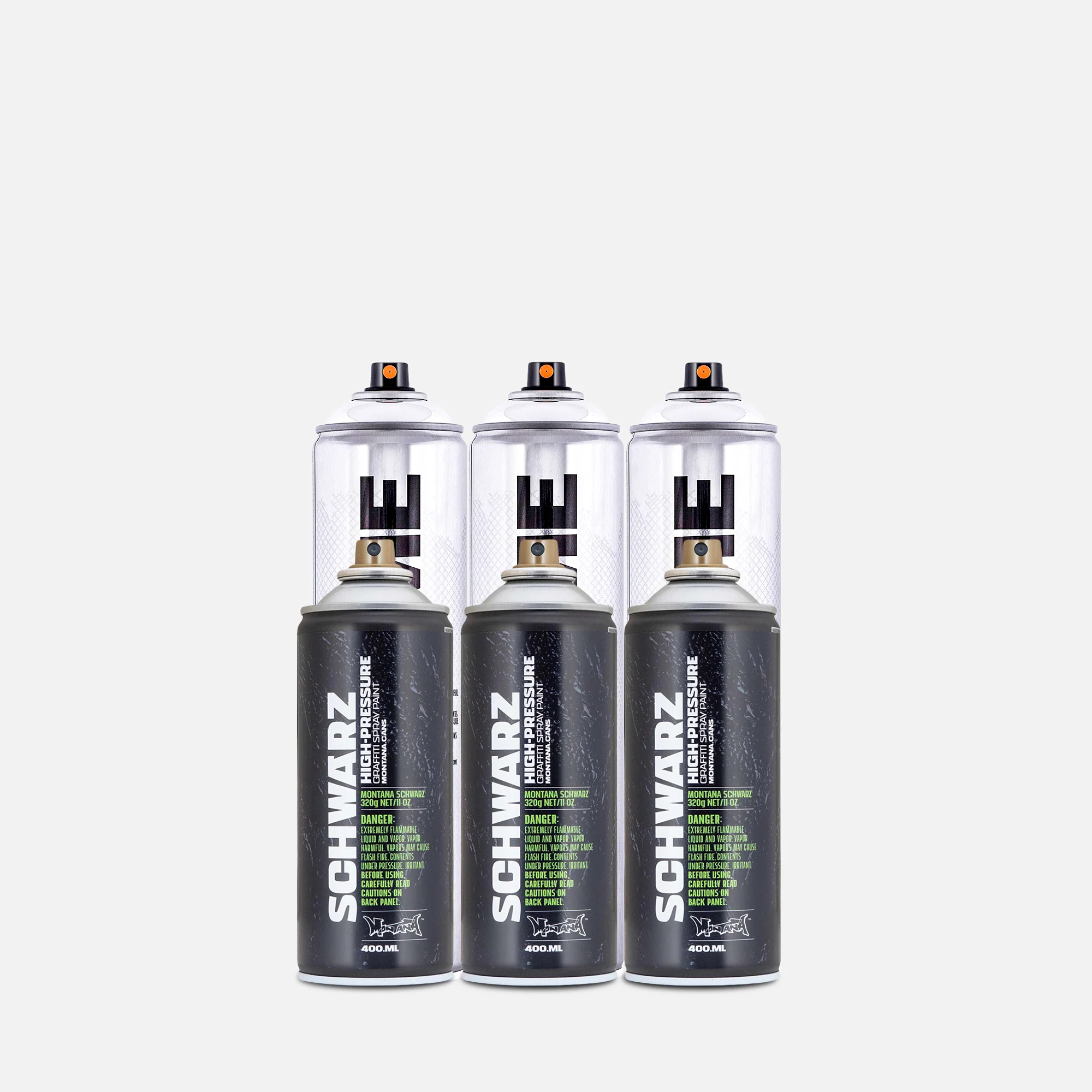 Montana Schwarz 400ml & 600ml Chrome 6 Can Pack