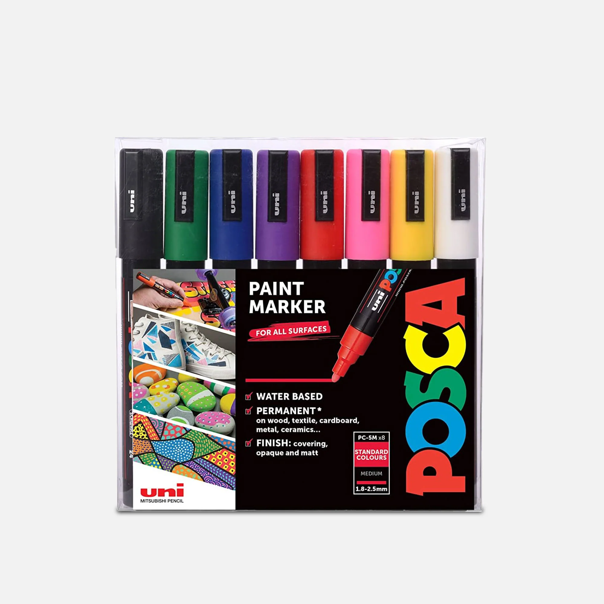 Uni Posca Markers PC-5M Set of 8 Standard Colours